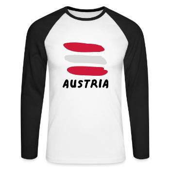 Austria - Unisex Baseballshirt langarm - Weiß/Schwarz - Vorne - Nik (191cm)