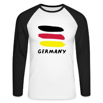 Allemagne - T-shirt baseball manches longues Homme - blanc/noir - Devant - Nik (191cm)