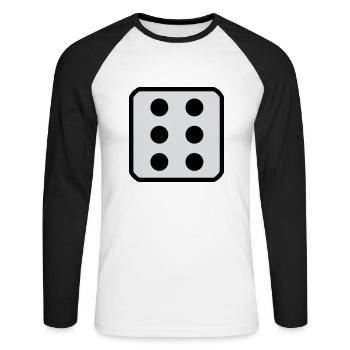 Würfel 6 - Unisex Baseballshirt langarm - Weiß/Schwarz - Vorne - Nik (191cm)