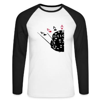 aces_2clr - T-shirt baseball manches longues Homme - blanc/noir - Devant - Nik (191cm)