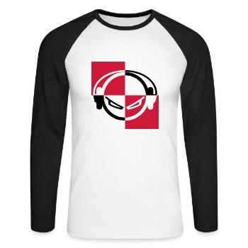 dj - Unisex Baseballshirt langarm - Weiß/Schwarz - Vorne - Nik (191cm)