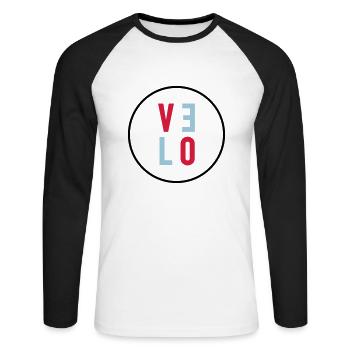 velo 4 color - Unisex Long Sleeve Baseball T-Shirt - white/black - Front - Nik (191cm)