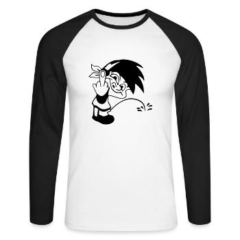pisser 2 - Unisex Baseballshirt langarm - Weiß/Schwarz - Vorne - Nik (191cm)