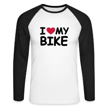 I Love My Bike - Unisex Long Sleeve Baseball T-Shirt - white/black - Front - Nik (191cm)