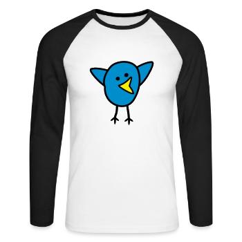Vogel - Unisex Baseballshirt langarm - Weiß/Schwarz - Vorne - Nik (191cm)