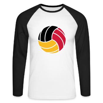 Volleyball 3c - Unisex Baseballshirt langarm - Weiß/Schwarz - Vorne - Nik (191cm)