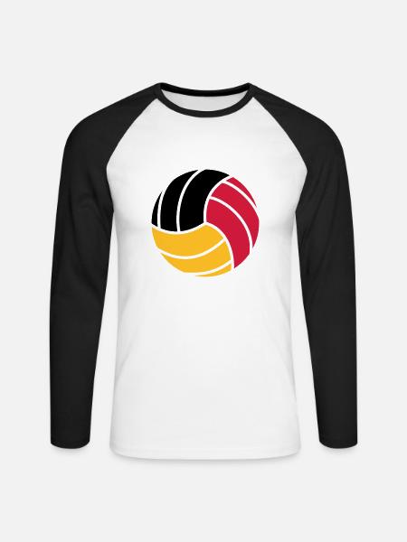 Volleyball 3c - Unisex Baseballshirt langarm - Weiß/Schwarz