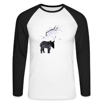 PLUX Tapir - Unisex Baseballshirt langarm - Weiß/Schwarz - Vorne - Nik (191cm)