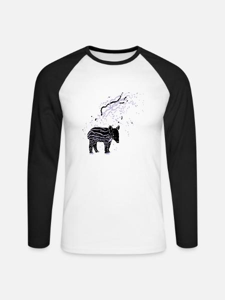 PLUX Tapir - Unisex Baseballshirt langarm - Weiß/Schwarz