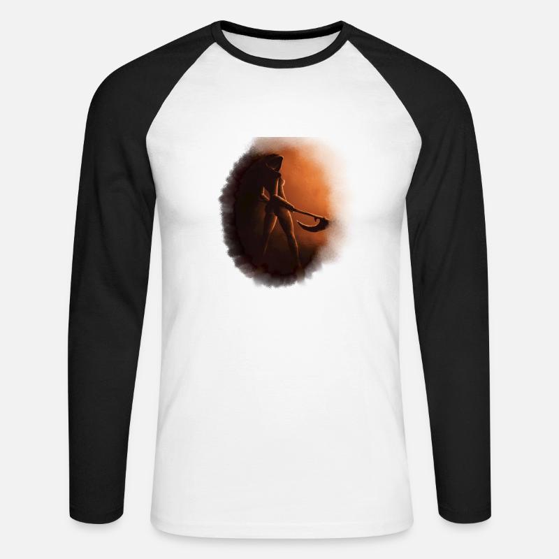 Tod Sensenfrau Gothic - Unisex Baseballshirt langarm - Weiß/Schwarz