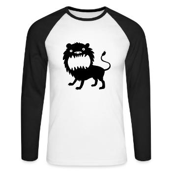 Löwe - Unisex Baseballshirt langarm - Weiß/Schwarz - Vorne - Nik (191cm)
