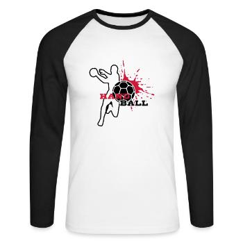 HANDBALL Spieler-Splash - Unisex Baseballshirt langarm - Weiß/Schwarz - Vorne - Nik (191cm)