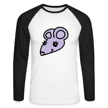 Sweet Mouse - Unisex Long Sleeve Baseball T-Shirt - white/black - Front - Nik (191cm)