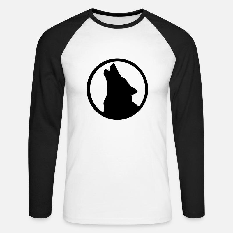 wolf_3 - Unisex Baseballshirt langarm - Weiß/Schwarz