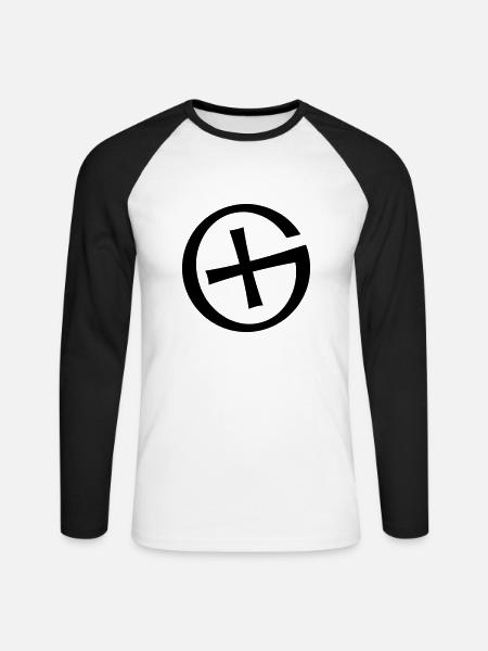 Geocaching Logo - Unisex Baseballshirt langarm - Weiß/Schwarz