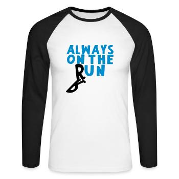 on the run - Unisex Long Sleeve Baseball T-Shirt - white/black - Front - Nik (191cm)