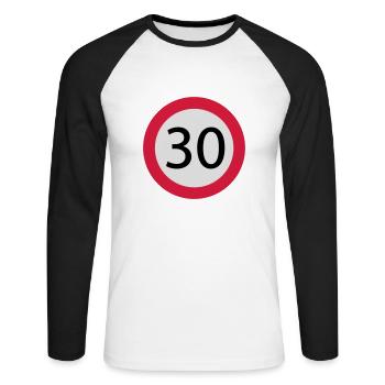 30 - Unisex Long Sleeve Baseball T-Shirt - white/black - Front - Nik (191cm)
