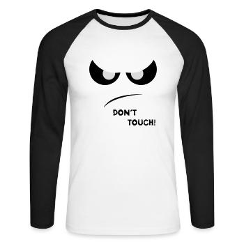 Dont Touch Two - Unisex Baseballshirt langarm - Weiß/Schwarz - Vorne - Nik (191cm)