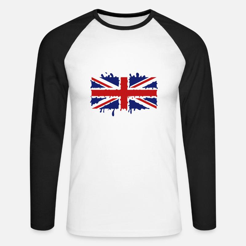 Dripping Union Jack - Unisex Long Sleeve Baseball T-Shirt - white/black