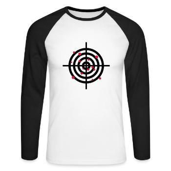 zielscheibe_mit_einschussloechern_2c - Unisex Long Sleeve Baseball T-Shirt - white/black - Front - Nik (191cm)