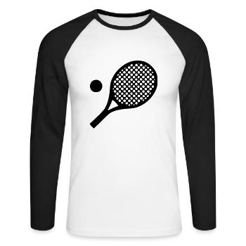 racket de tennis - T-shirt baseball manches longues Homme - blanc/noir - Devant - Nik (191cm)
