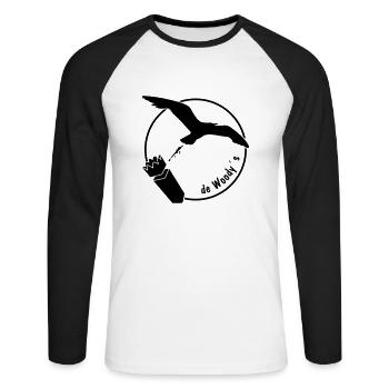 deWoodys Schiss - Unisex Baseballshirt langarm - Weiß/Schwarz - Vorne - Nik (191cm)