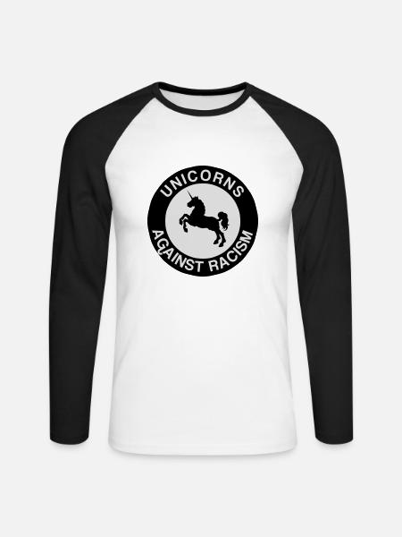 Unicorns Against Racism - Unisex Baseballshirt langarm - Weiß/Schwarz
