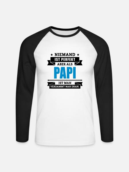 Funshirt Papi - Unisex Baseballshirt langarm - Weiß/Schwarz