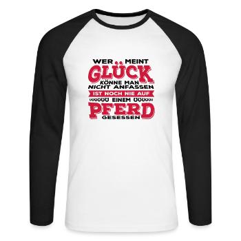 Glück Pferd - Unisex Baseballshirt langarm - Weiß/Schwarz - Vorne - Nik (191cm)