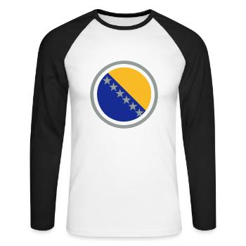 Emblème Bosnie - T-shirt baseball manches longues Homme - blanc/noir - Devant - Nik (191cm)
