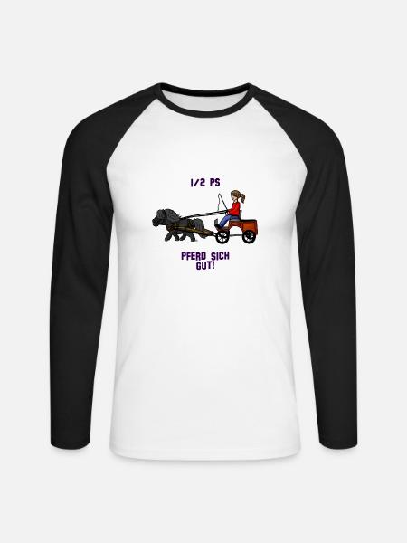Pferd sich gut - Unisex Baseballshirt langarm - Weiß/Schwarz