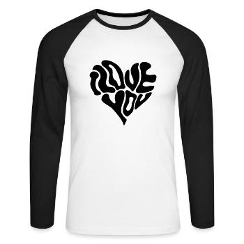 I Love You (lettering) 01 - Unisex Long Sleeve Baseball T-Shirt - white/black - Front - Nik (191cm)