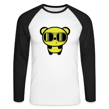 dessin panda - T-shirt baseball manches longues Homme - blanc/noir - Devant - Nik (191cm)