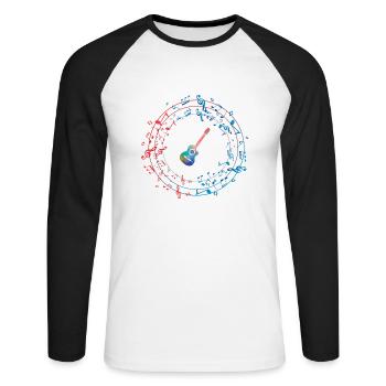 GITARRE KREIS - Unisex Baseballshirt langarm - Weiß/Schwarz - Vorne - Nik (191cm)