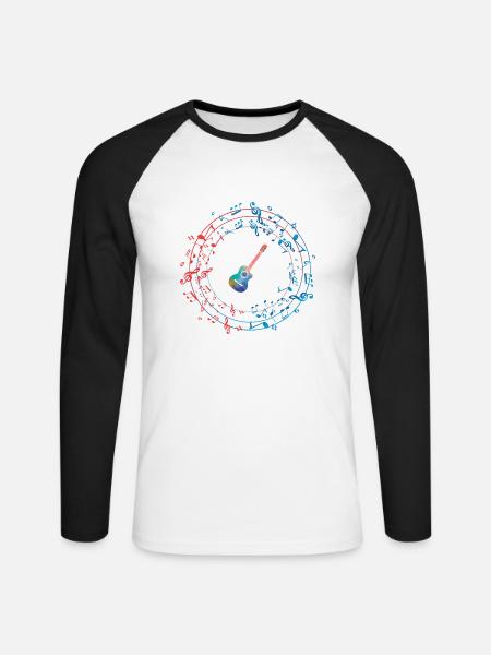GUITAR CIRCLE - Unisex Long Sleeve Baseball T-Shirt - white/black