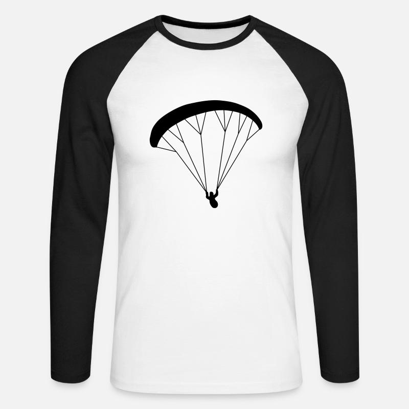 Gleitschirm - Unisex Baseballshirt langarm - Weiß/Schwarz