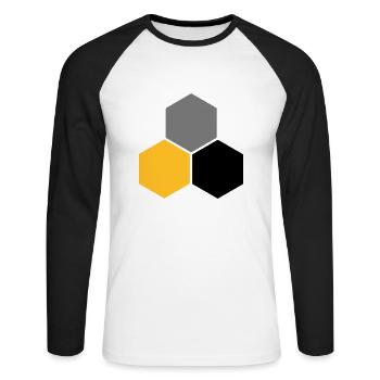 Wabe 5 - Unisex Baseballshirt langarm - Weiß/Schwarz - Vorne - Nik (191cm)