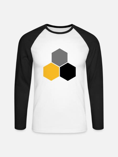 Wabe 5 - Unisex Baseballshirt langarm - Weiß/Schwarz