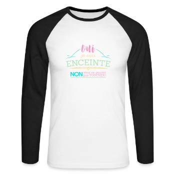 Oui je suis enceinte - T-shirt baseball manches longues Homme - blanc/noir - Devant - Nik (191cm)