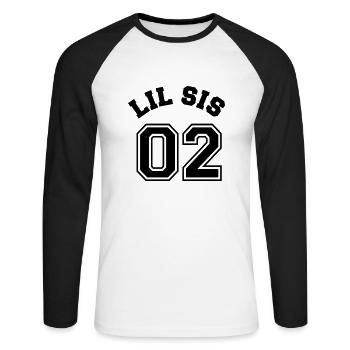 Lil Sis 02 - Little Sister - Unisex Long Sleeve Baseball T-Shirt - white/black - Front - Nik (191cm)