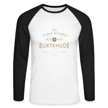 Buxtehude cooles Souvenir und witziges Andenken - Unisex Baseballshirt langarm - Weiß/Schwarz - Vorne - Nik (191cm)