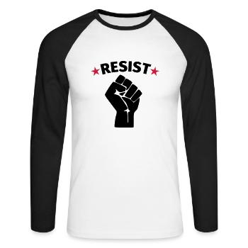 Faust Widerstand Protest - Unisex Baseballshirt langarm - Weiß/Schwarz - Vorne - Nik (191cm)