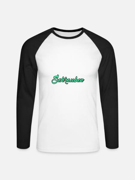 DER TUT NIX DER WILL NUR SCHRAUBEN - Unisex Baseballshirt langarm - Weiß/Schwarz