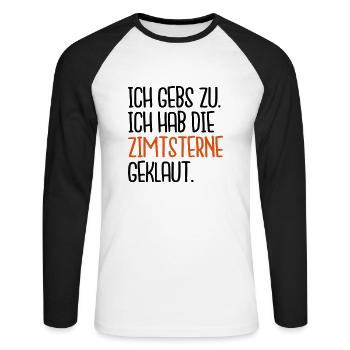 Zimtsterne geklaut - Unisex Baseballshirt langarm - Weiß/Schwarz - Vorne - Nik (191cm)