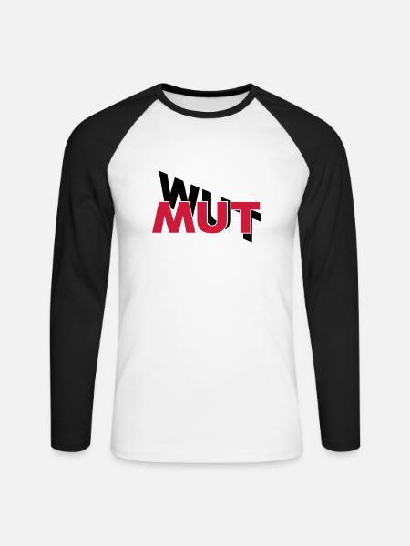 Mut hilft gegen Wut - Unisex Baseballshirt langarm - Weiß/Schwarz