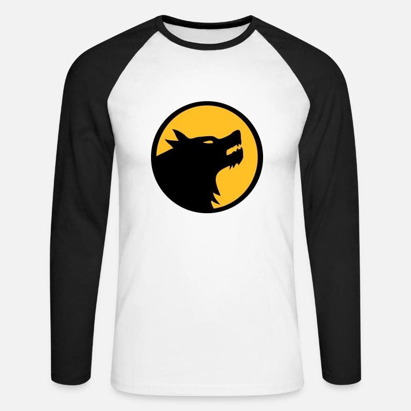 wolf_11a2c - Unisex Baseballshirt langarm - Weiß/Schwarz