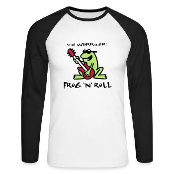 frog_n_roll_072011_d_3c - Unisex Long Sleeve Baseball T-Shirt - white/black - Front - Nik (191cm)