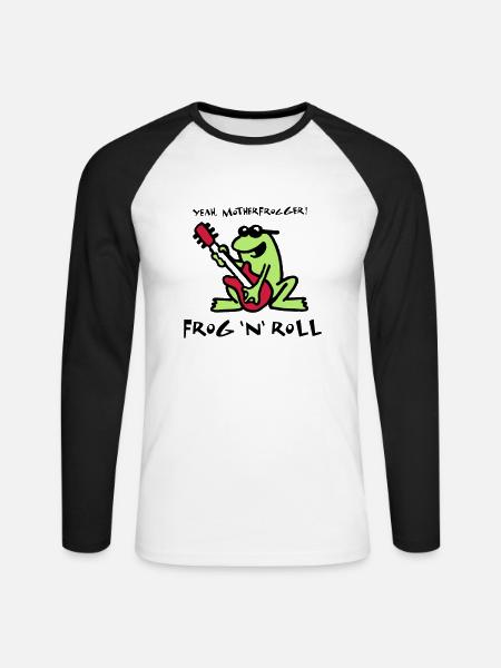 frog_n_roll_072011_d_3c - Unisex Long Sleeve Baseball T-Shirt - white/black
