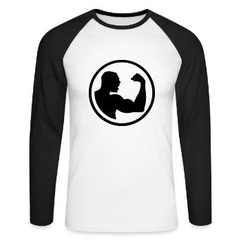 bodybuilding_25 - Unisex Baseballshirt langarm - Weiß/Schwarz - Vorne - Nik (191cm)