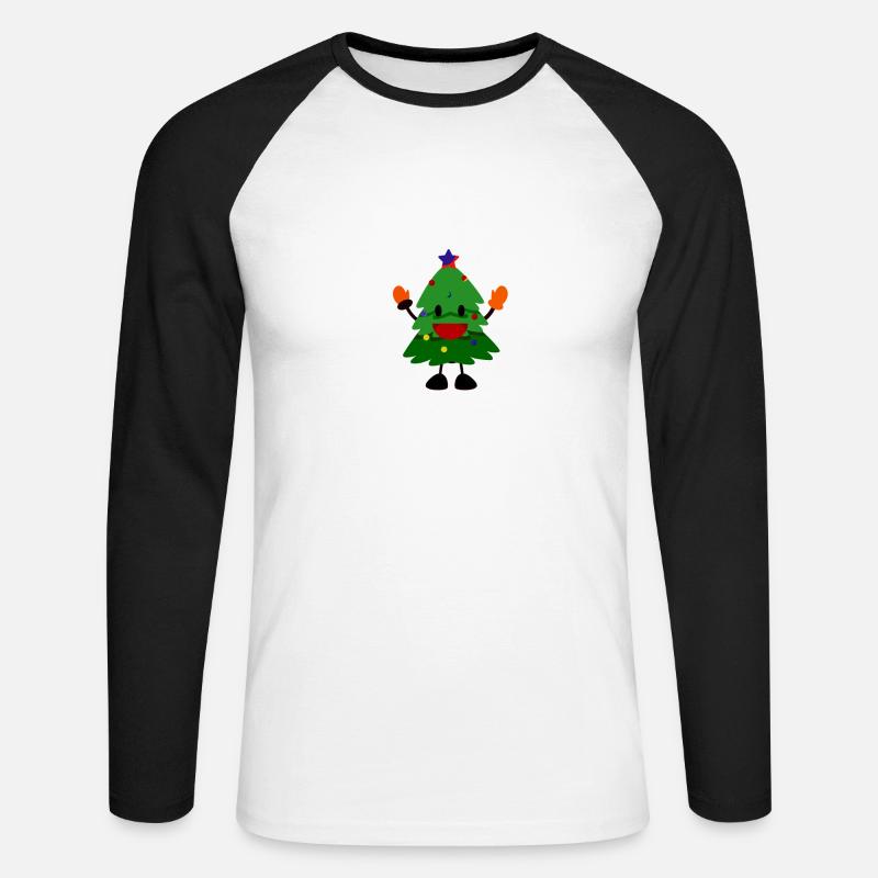 Weihnachtsbaum - Unisex Baseballshirt langarm - Weiß/Schwarz